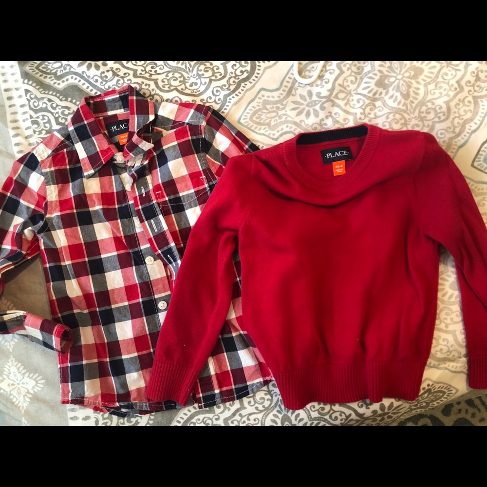Bundle toddler button up shirt and sweater